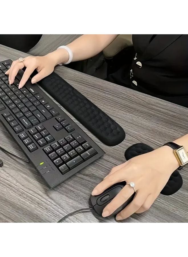 White Ergonomic Keyboard Mouse Wrist Rest 2pcs Breathable Silicone Memory Foam Desk Pad - Image 5